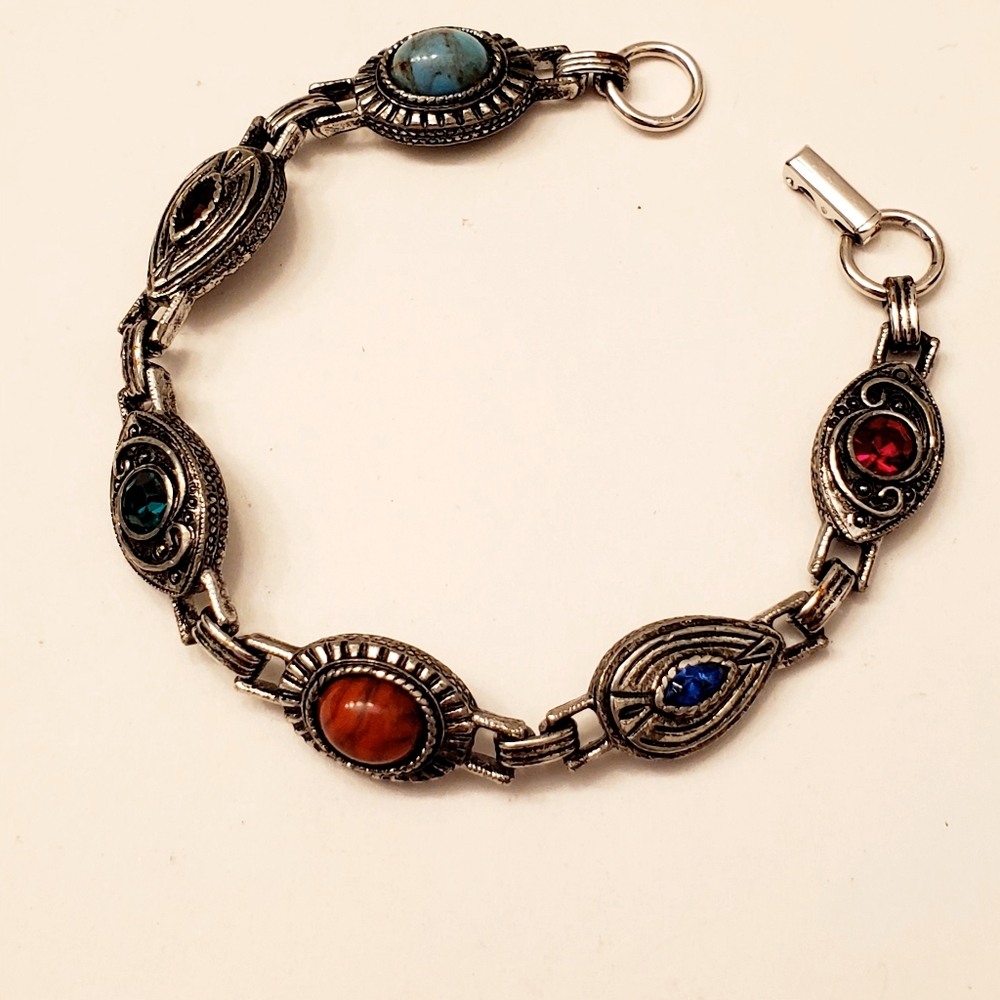 SARAH COVENTRY Fascination Silver Tone Bracelet with Multicolor Glass Stones
